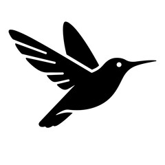 A black silhouette of a hummingbird in flight, illustrating grace and speed.