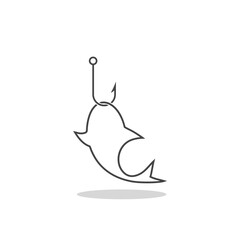 Fish on hook icon with shadow