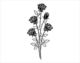 Black Rose Vector Graphics &ndash; Floral Silhouettes Collection