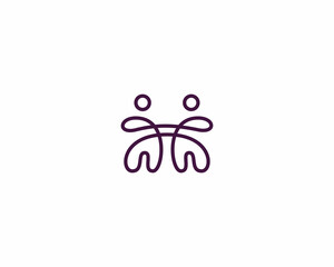 Continuous line people icon concept. Family teamwork coworking linear logo concept. Partnership cooperation symbol.  illustration.