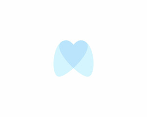 Tooth logo. Abstract heart sign. Dental clinic dentist logotype.  illustration.
