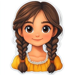 Adorable Girl with Braids in Yellow Dress