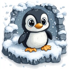 Adorable Penguin in Snowy Igloo