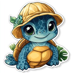 Adorable Baby Turtle Wearing a Hat