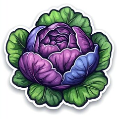 Vibrant Red Cabbage Illustration: A Detailed Close-Up