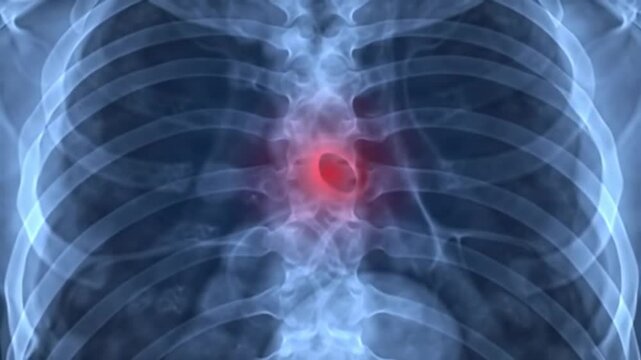 X-ray of Chest with Highlighted Aortic Aneurysm