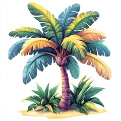 Vibrant Tropical Palm Tree Illustration