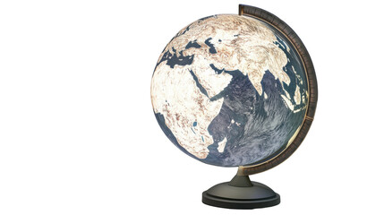 Detailed Globe Showing Asia, Africa and Europe on Transparent Background