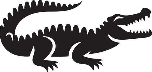 Sleek Black Crocodile or Alligator Silhouette Vector