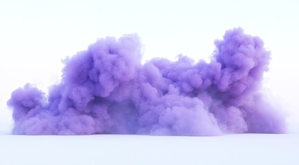 Fototapeta premium Purple smoke cloud bursts on white