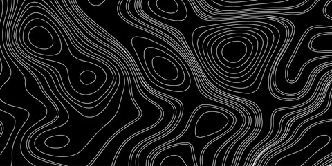 Topographic Contour Lines on a Black Background, Minimalist Topographic Contour Map on Black.