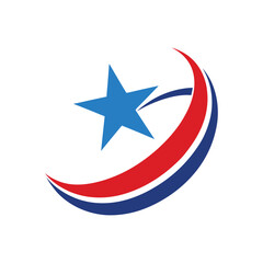 Red and Blue Motion Star Logo Design