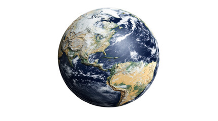 Planet Earth rotating in space showing North and South America on transparent background