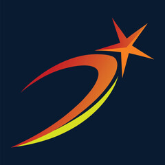 Modern Shiny Star Swoosh Logo Design