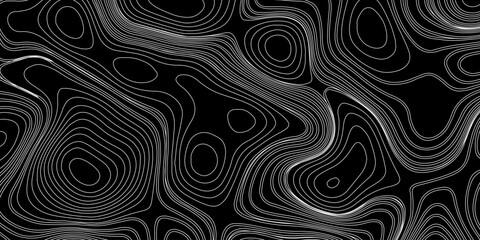 Topographic Contour Lines on a Black Background, Minimalist Topographic Contour Map on Black.