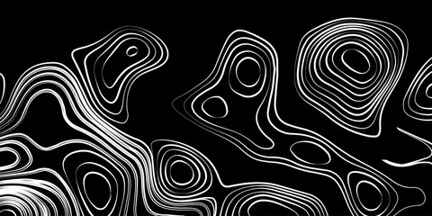 Topographic Contour Lines on a Black Background, Minimalist Topographic Contour Map on Black.