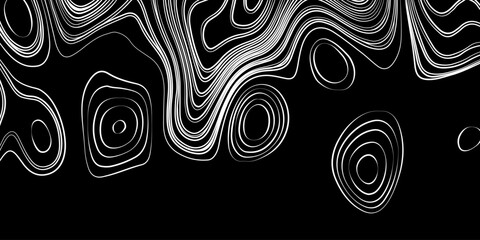 Topographic Contour Lines on a Black Background, Minimalist Topographic Contour Map on Black.