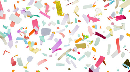 Obraz premium Colorful confetti falling on transparent background