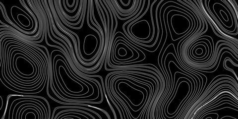 Topographic Contour Lines on a Black Background, Minimalist Topographic Contour Map on Black.