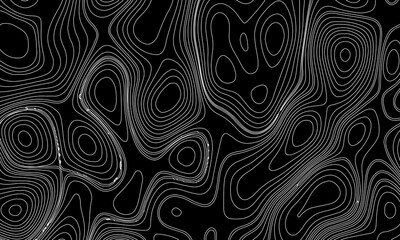 Topographic Contour Lines on a Black Background, Minimalist Topographic Contour Map on Black.