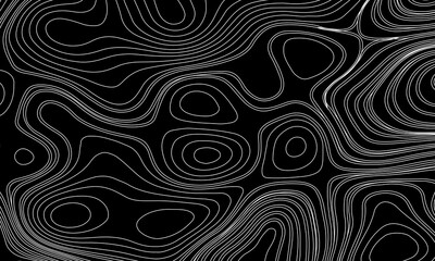Topographic Contour Lines on a Black Background, Minimalist Topographic Contour Map on Black.