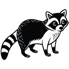 Obraz premium raccoon vector illustration white background
