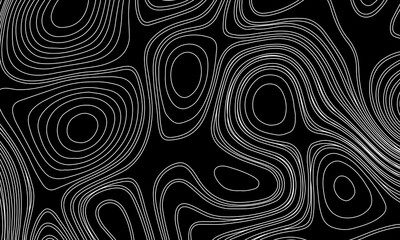Topographic Contour Lines on a Black Background, Minimalist Topographic Contour Map on Black.