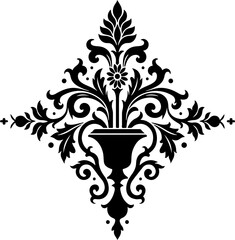 Elegant Damask Motif floral ornament vector 