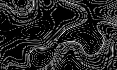 Fototapeta premium Topographic Contour Lines on a Black Background, Minimalist Topographic Contour Map on Black.