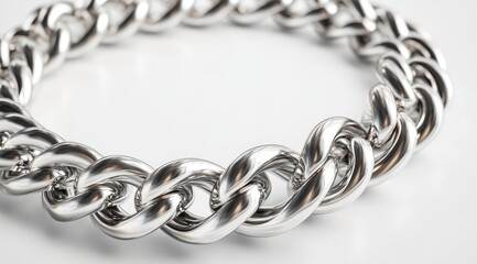Obraz premium Close-up of a polished silver chain bracelet