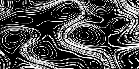 Topographic Contour Lines on a Black Background, Minimalist Topographic Contour Map on Black.