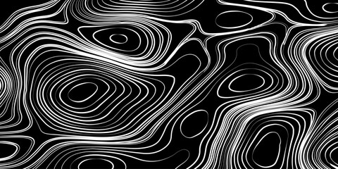 Fototapeta premium Topographic Contour Lines on a Black Background, Minimalist Topographic Contour Map on Black.