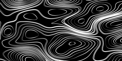 Fototapeta premium Topographic Contour Lines on a Black Background, Minimalist Topographic Contour Map on Black.