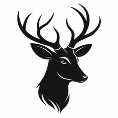 Deer animal vector illustration silhouette of a wild stag head with antlers