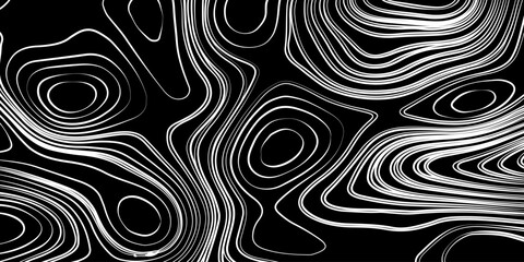 Topographic Contour Lines on a Black Background, Minimalist Topographic Contour Map on Black.