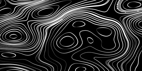 Topographic Contour Lines on a Black Background, Minimalist Topographic Contour Map on Black.