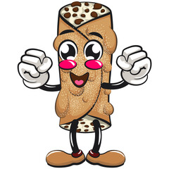 cute cannoli vektor illustration mascot character be healthy and strong enough to become a champion, work of hand drawn