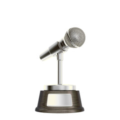 Silver Microphone Award Trophy Recognition Excellence in Singing, Speaking, or Broadcasting