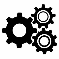 Vector industrial gear wheels and cog icons representing mechanical technology and engineering machinery design