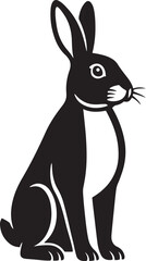 Sitting hare silhouette black and white, Hare in black simple sitting pose