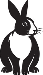 Black and white rabbit silhouette design, Clean rabbit silhouette for design use