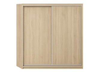Naklejka premium Closed wooden wardrobe with sliding doors isolated on transparent background, perfect for interior design projects
