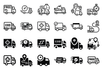 Delivery truck icon, truck icon, shipping, courier services, transportation