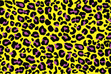 Seamless Leopard pattern neon yellow and pink color