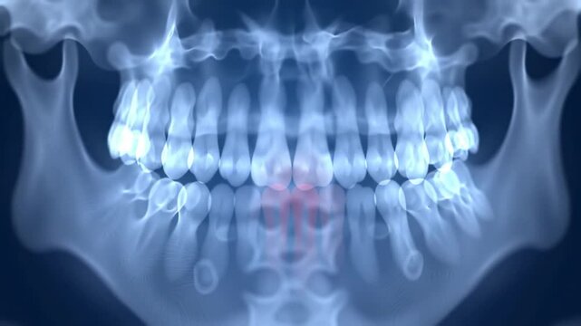 Human jaw bone and teeth x-ray scan