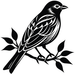 Fototapeta premium Black Silhouette of a Bird Sitting on a Branch