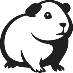 Guinea pig black and white silhouette, Cute small pet in clean silhouette