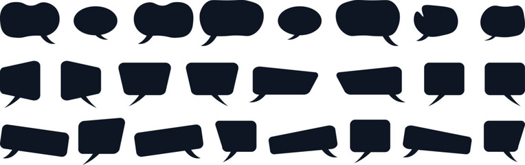 Speech Bubble Vector Set with Icons and Illustrations – Communication, Chat, Talk, Dialog, Text, Message, Symbol, Label, Shape, Balloon, Cloud Design Elements and Web Buttons for Digital and Print Use