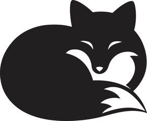 Cute fox sleeping silhouette design, Relaxed fox minimal style illustration