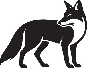 Fox bold black and white silhouette, Fierce fox silhouette for clean design